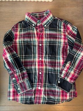 Kids Plaid Button-Down Shirt - Red & Black 6